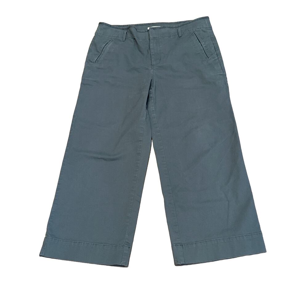 Loft wide-leg crop pants chinos 10 dark Green casual dark academia ann taylor